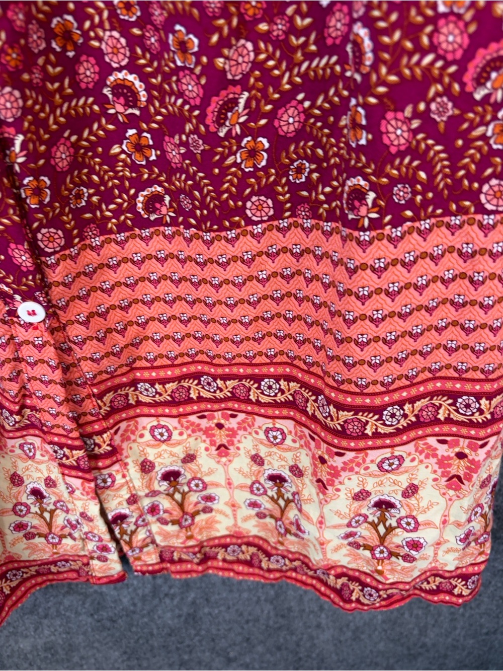Boho Raspberry Floral Button-Front Midi Dress - Picture 7 of 14